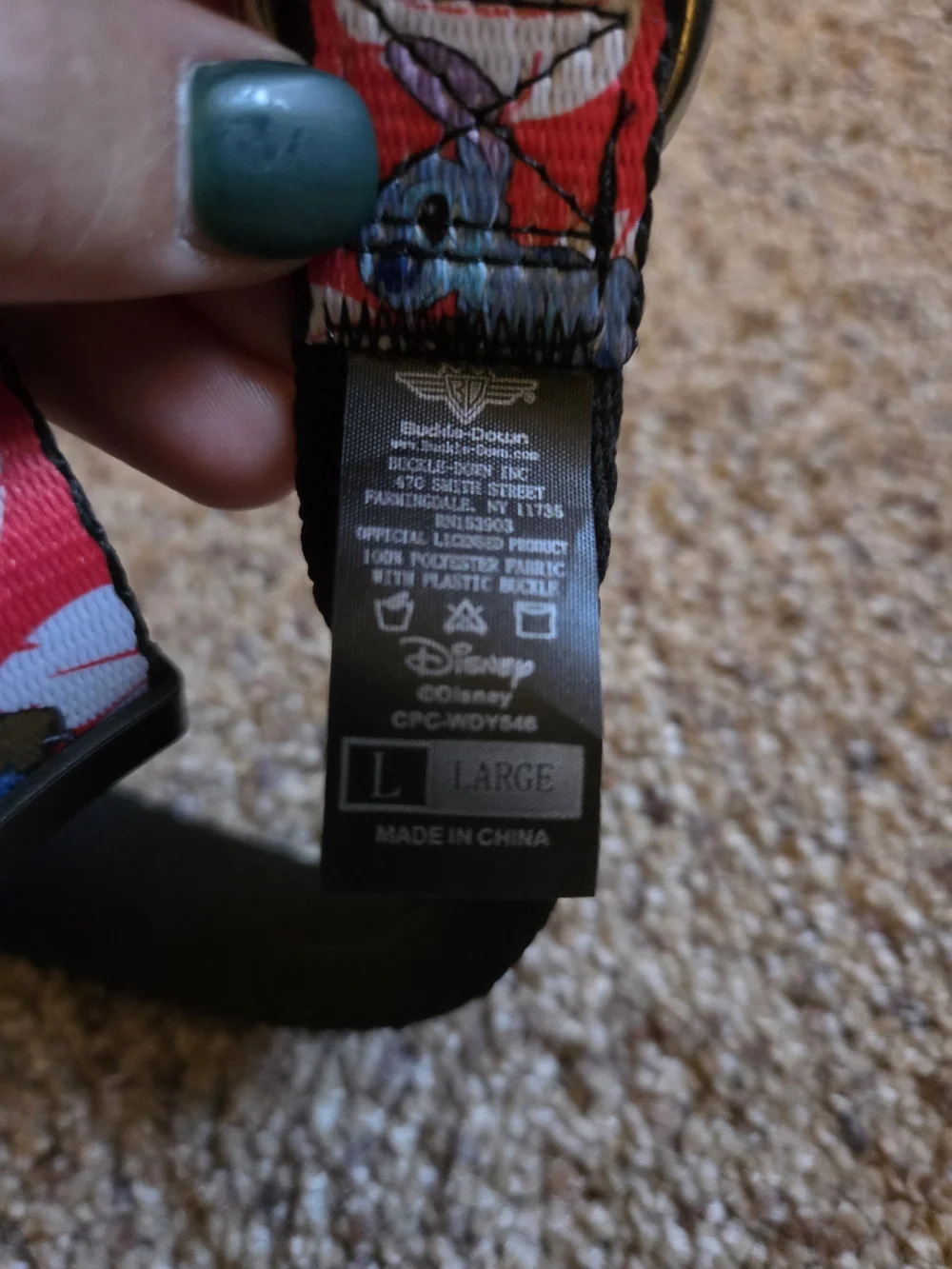 Disney Red Dog Collar and Leash Set with Blue Character Accents